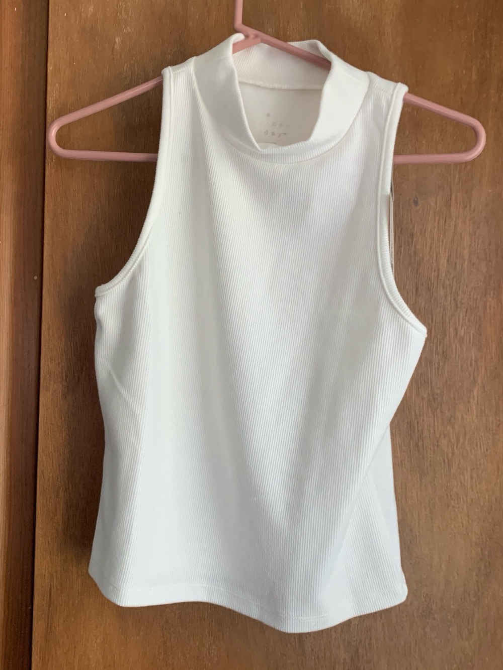 A New Day Sleeveless Ribbed Mock Neck Tank Top White